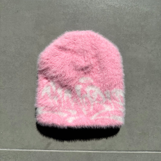 Pink Satin Lined Mohair Lil World Beanie